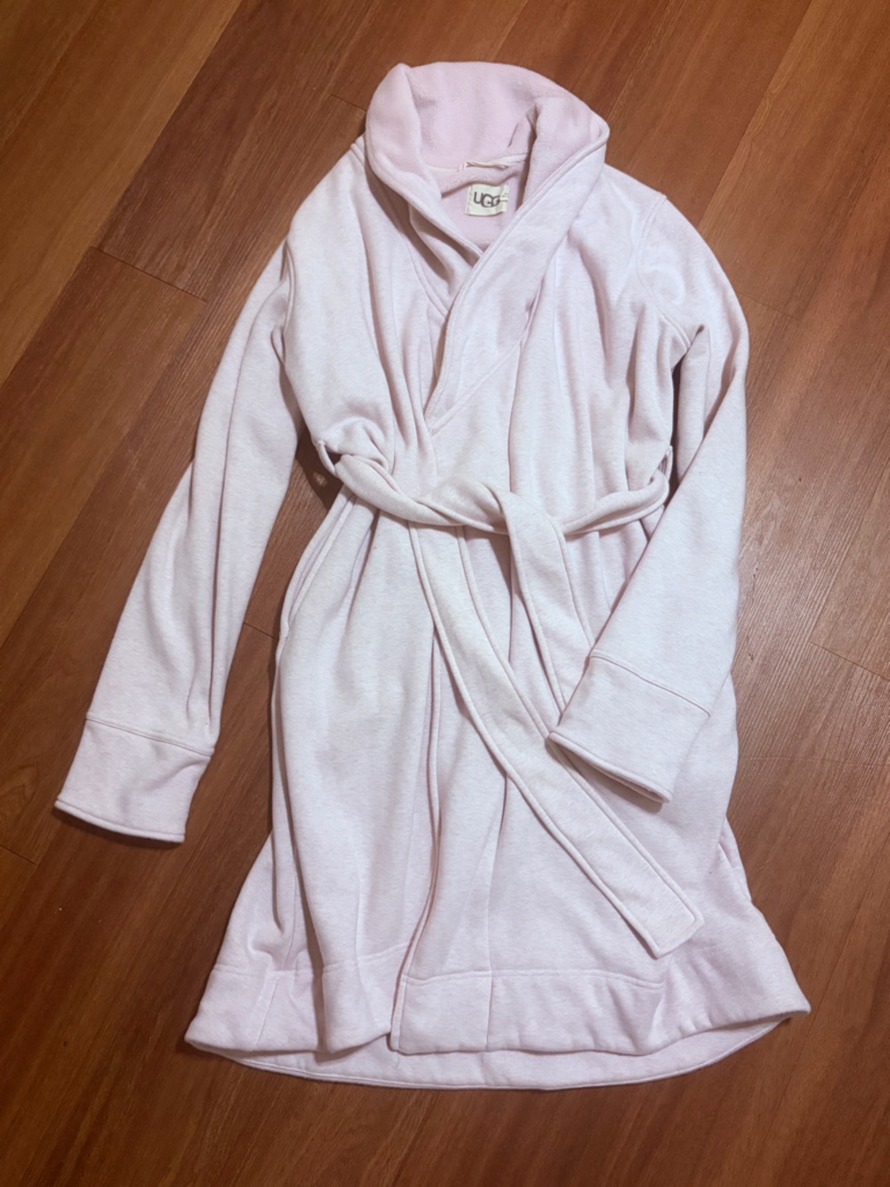 UGG Duffield II Robe Seashell Pink Ultra Comfy Fleece Belted Size Large EUC